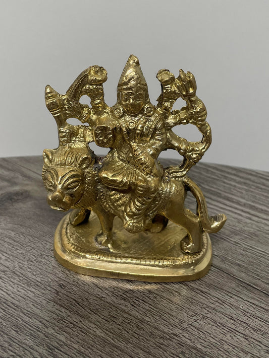 5" Brass Goddess Durga Statue
