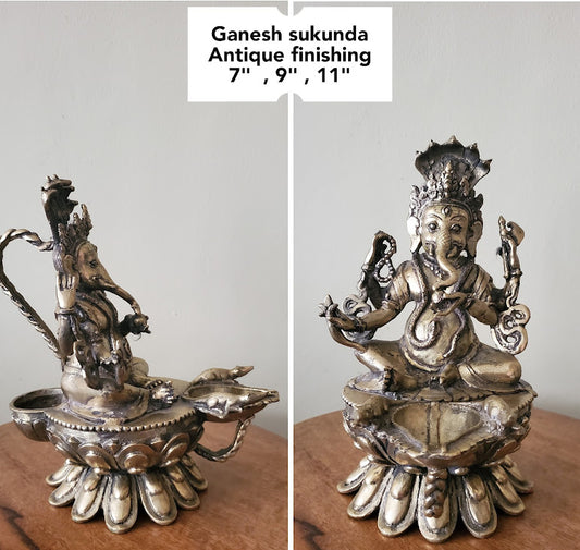 Antique Finished Brass Ganesh Sukunda