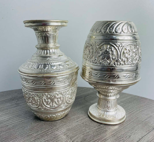 Silver Coated 8" Astamangal Kalash